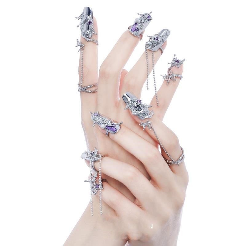 10pcs Reusable Press On Nail Ring Cover Fine Craft Portable Mix Match Nail Rings