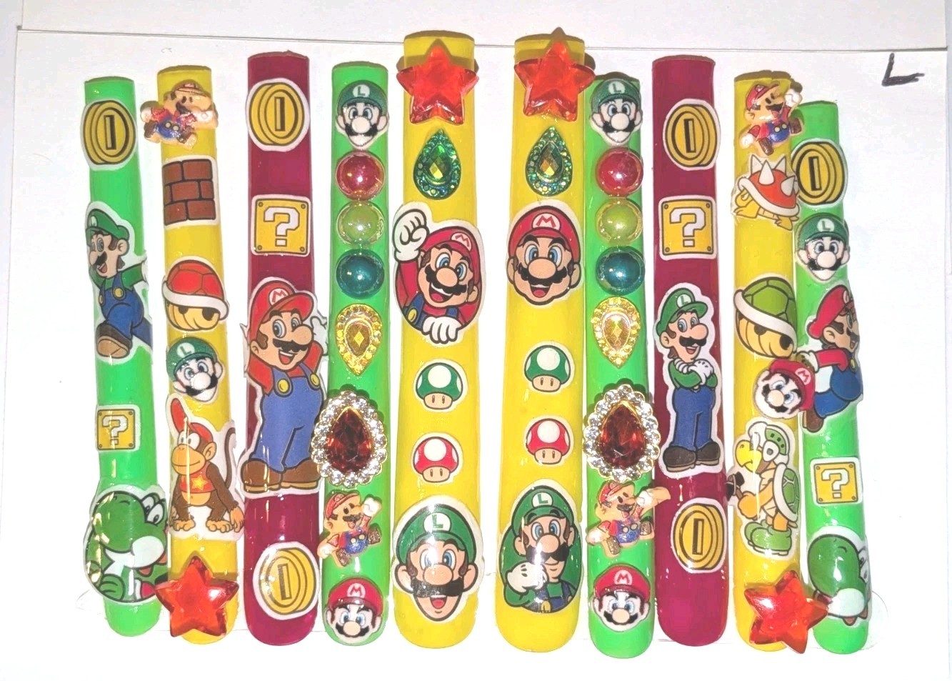 Bright Custom Super Mario Multicolor Decorative 6Xl Press On Nails Sz Large