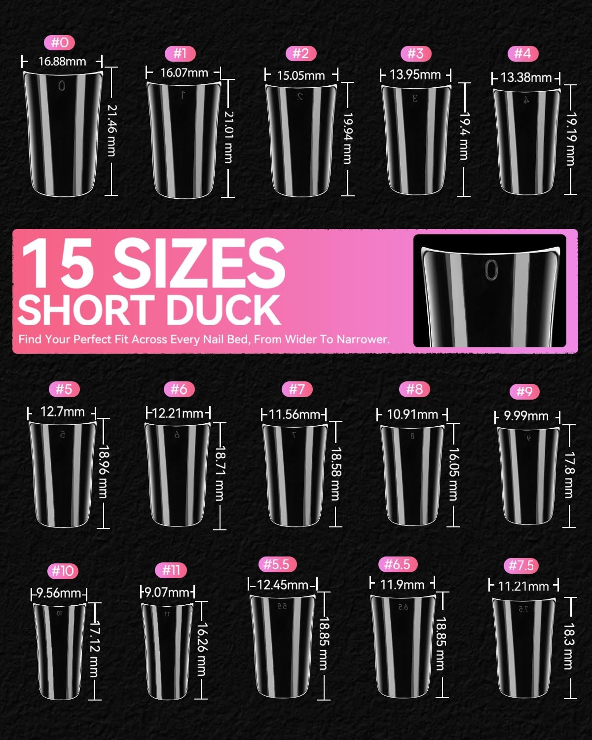 Makartt 504 PCS Duck Nail Tips Clear Flare Full Cover