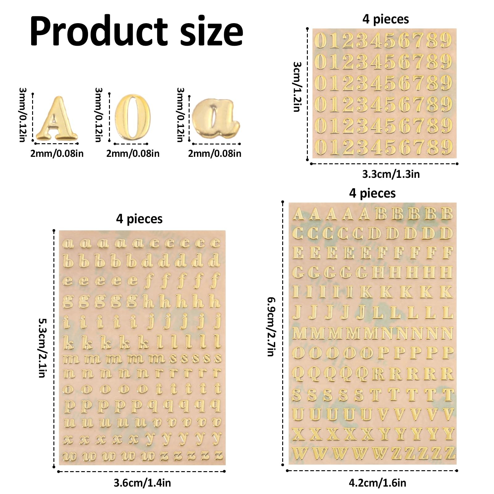 12 Sheets 0.12 inch Small Nail Letter Stickers, Mini Letter Nail Stickers and…