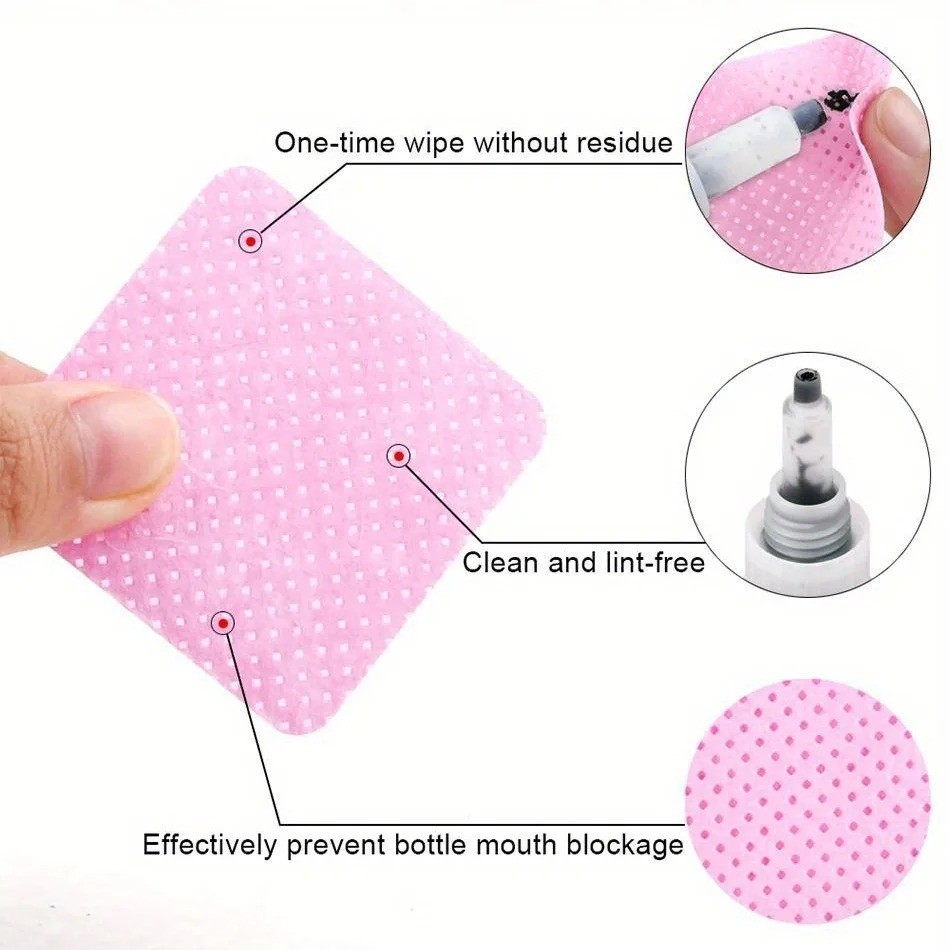 600PCS Lint Free Nail Wipes with Pump Bottle Gel Polish Remover Pads Cleaner