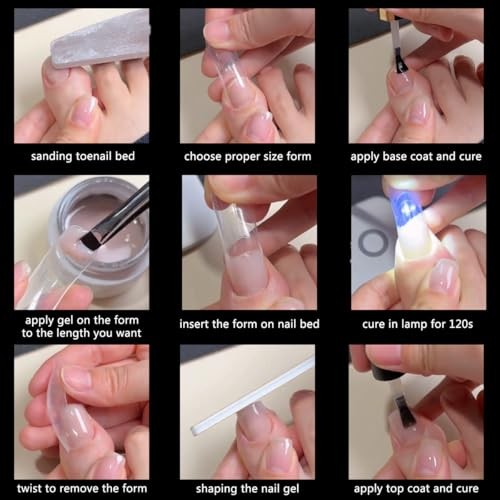 300PCS Toenail Extension Dual Form for Poly Gel, Full Cover Square French