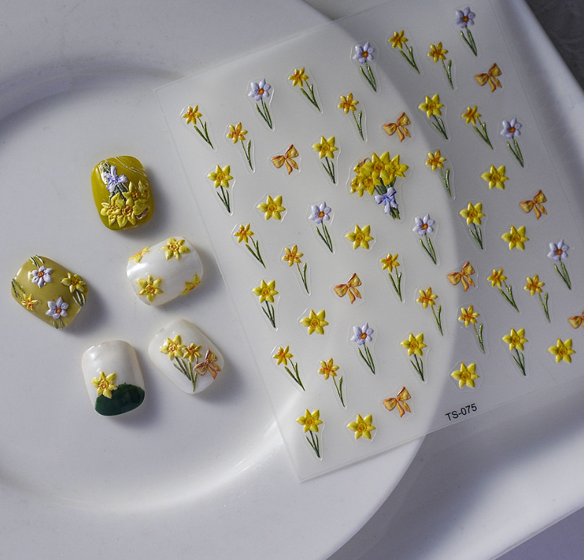 Bohemian Retro Flower Daisy Rose Leaf Nail Art Stickers Self Peel Adhesive NS54