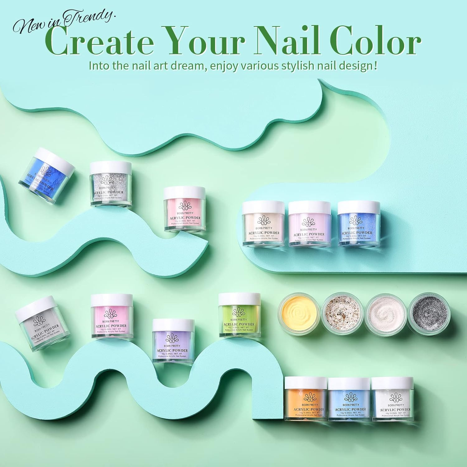 Acrylic Powder Set 36 Colors Acrylic Nail Powder Nude Pink Burgundy Red Green Bl