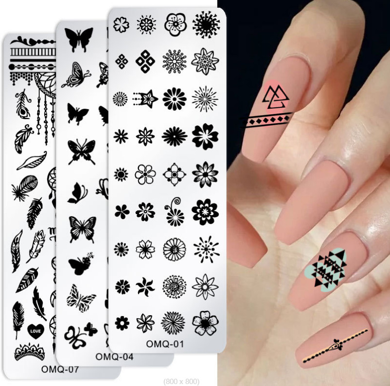 Snowflake Bunny Cat Flowers Nail Art Stamping Manicure DIY Template Image Plate