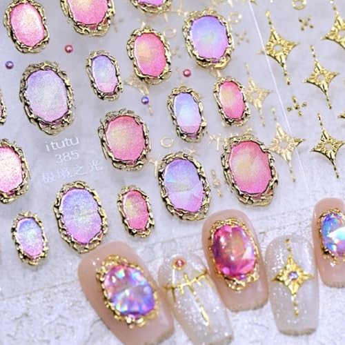 Gold Nail Stickers 5D Embossed Aurora Mirror AMIN Stickers Amin Stickers-26