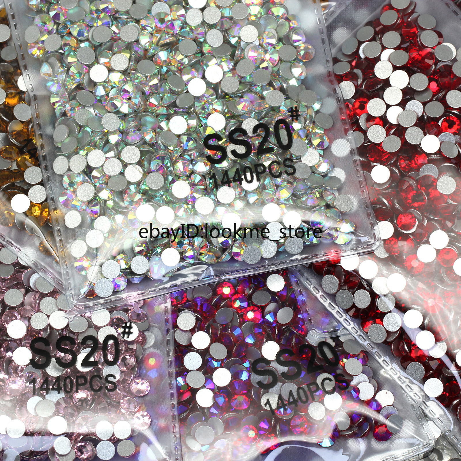 1440pcs 5mm (ss20) Crystal Glass Rhinestones Flatback Gems Nail Art Crafts Decor
