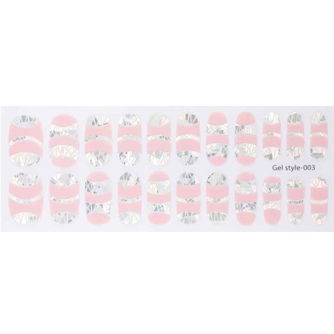 Baby Pink Hologram Nail Wraps Korean Silver Point Line Beauty Decal Pattern Desi