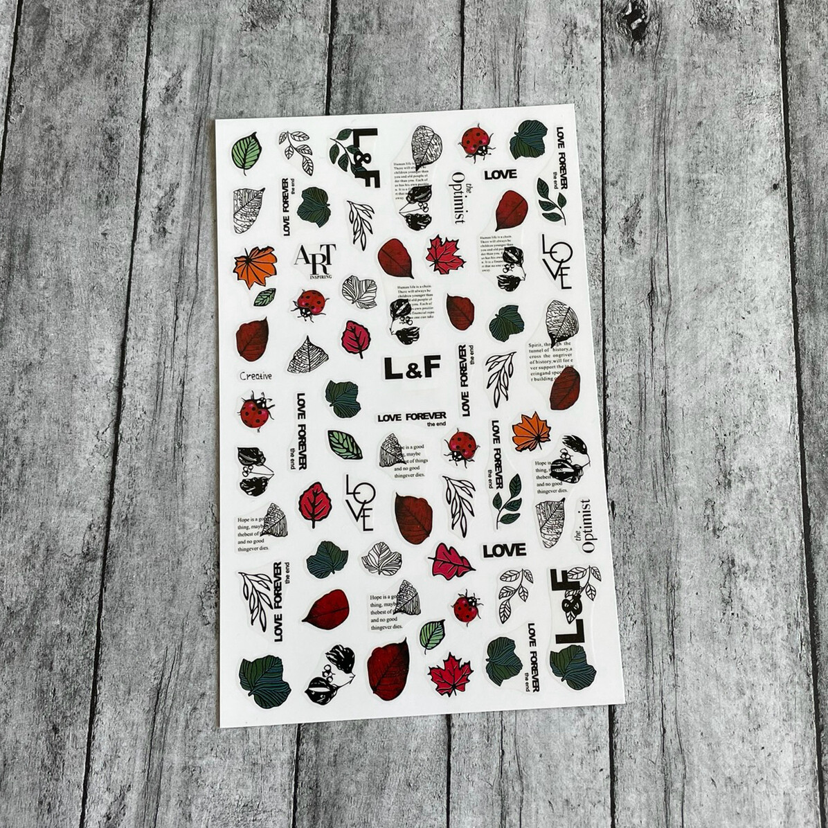 Autumn Leaf Nail Sticker Mushroom Pumpkin Fruit Rabbit Bear Fox Owl Deer Decal