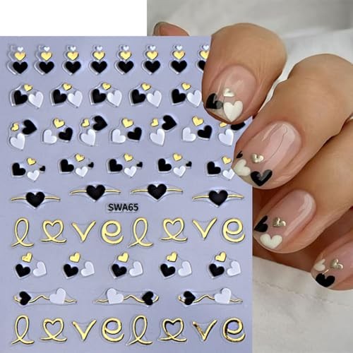8 Sheets Valentines Nail Art Stickers Heart Nail Decals for Nail Heart Style-1