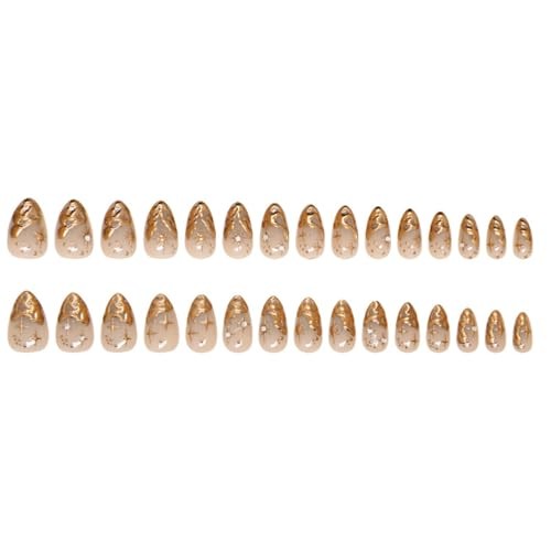 24 Pcs Fall Winter Press on Nails Short Almond – Clear Fake Nails Design A10