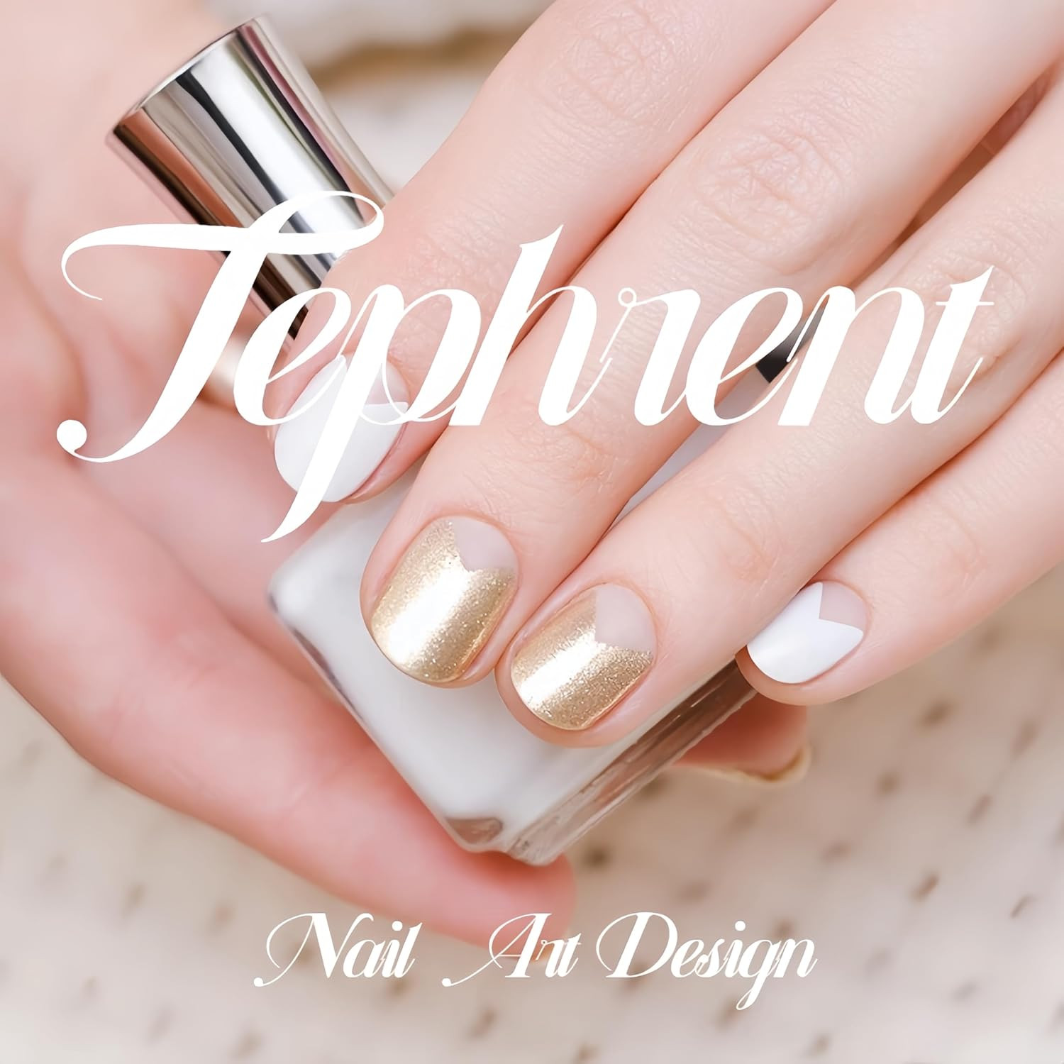 24Pcs 3D Flower Press on Nails Almond Polka Dot French Tip Fake Nails with Flora
