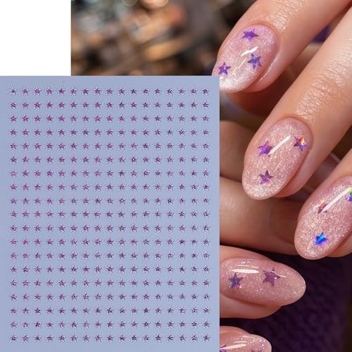 6 Sheets Star Nail Stickers 3D Self-Adhesive Celestial Nail five pointed star