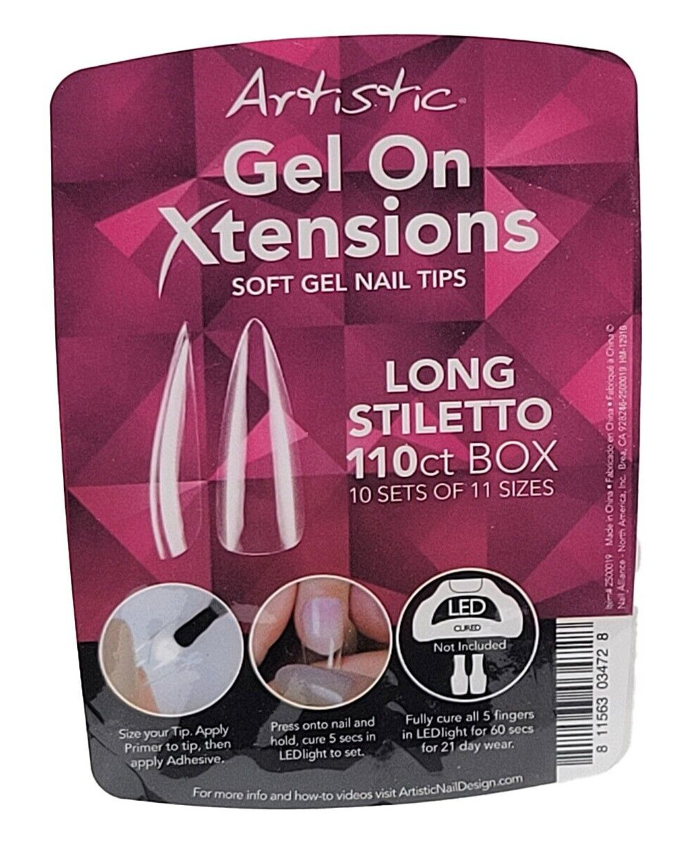 Artistic Nail Design Gel On Xtensions, Long Stiletto, 110 Ct