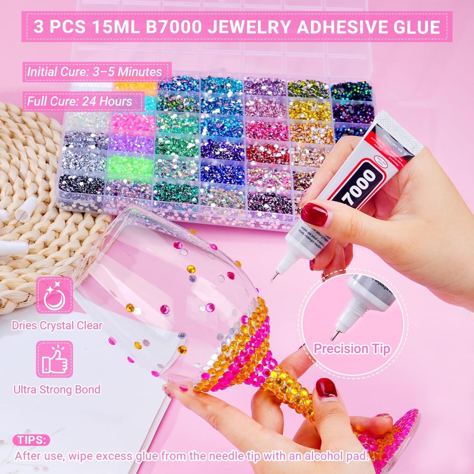 42 Colors 46000Pcs Jelly Rhinestones for Bedazzling, 3mm Multicolor Resin Fla…