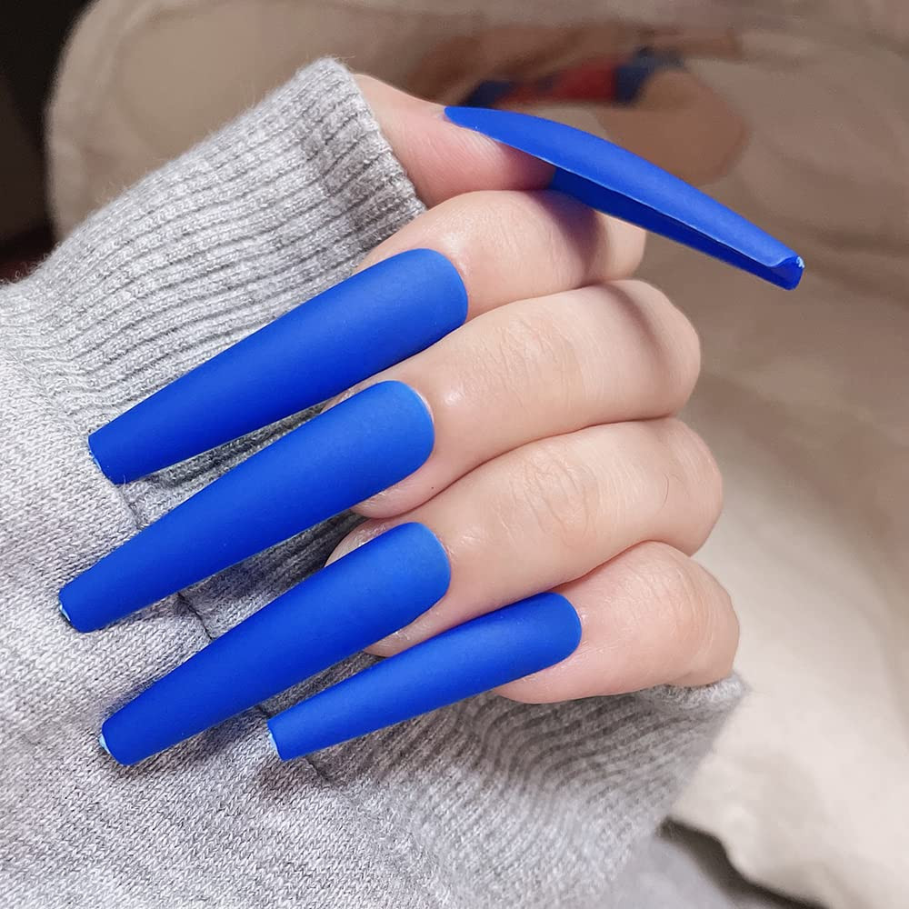 XXL Extra Long Press on Nails Coffin Matte Fake Nails Full Cover Acrylic False N