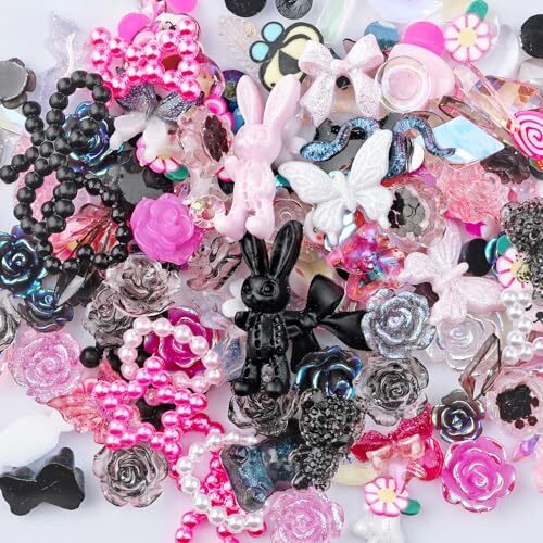 Kikonoke 2050 Pieces 3D Butterfly Rose Flower Bow Rabbit Bear Pink Black White