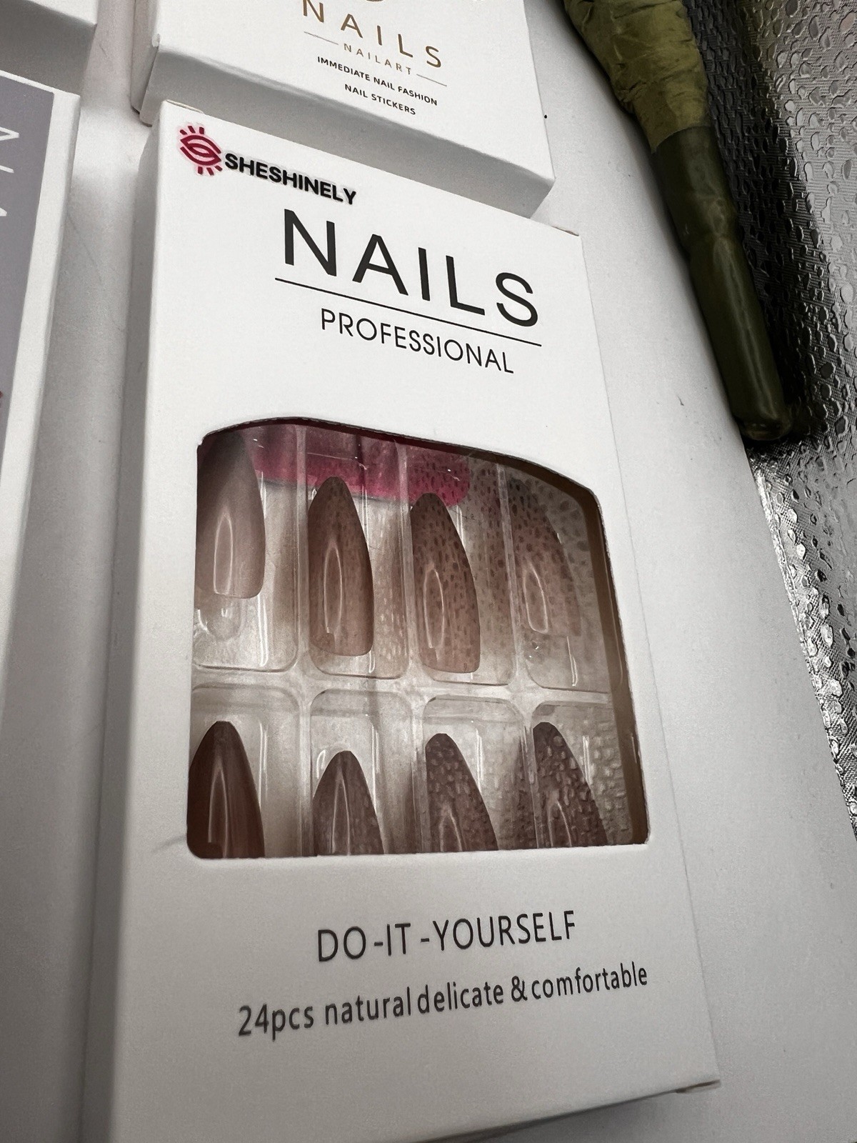 Lot Of 9 Boxes Of Press On Nails By Sheshinely New Sealed Almond Pinks Nudes