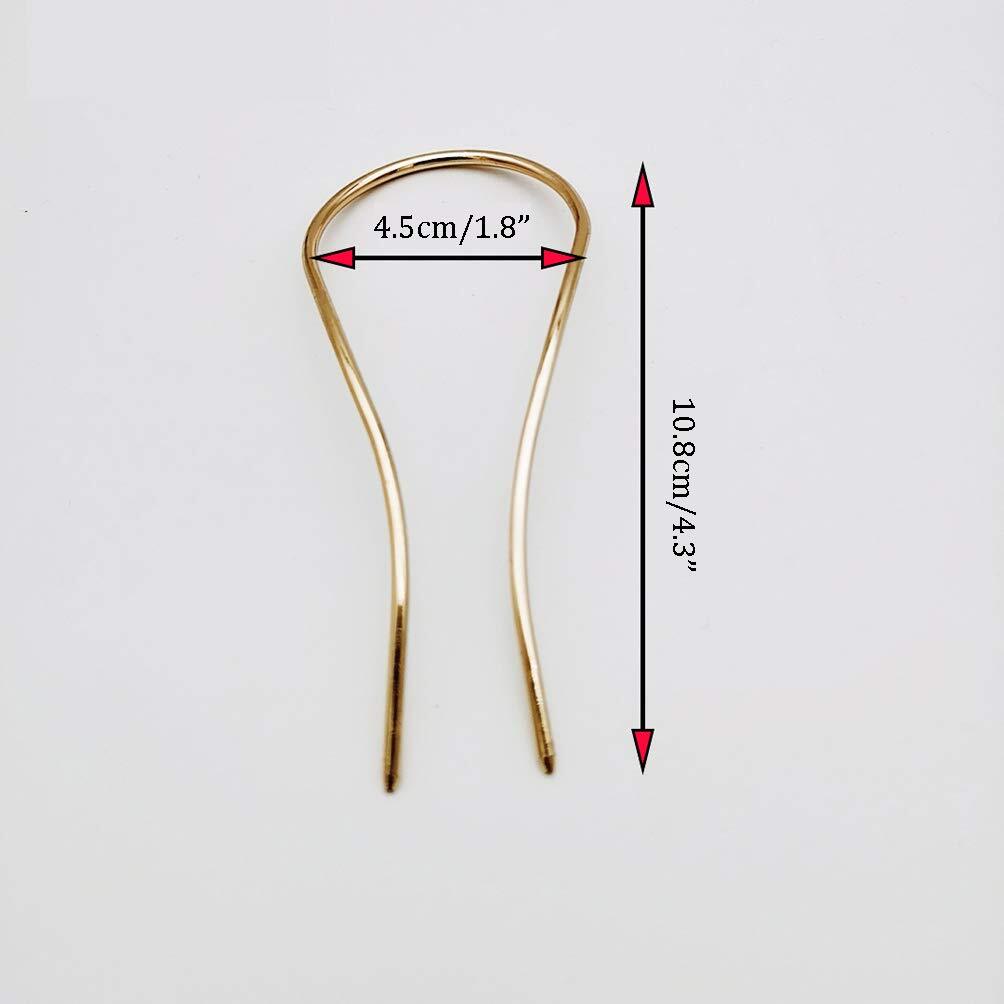 3 Pcs Simple U Shaped Metal Hair Pin Stick DIY Fork Gold,Silver