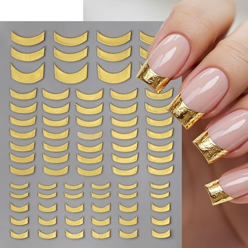 6 Sheets French Tip Nail Art Stickers 3D Self-Adhesive Metal Strip french lines