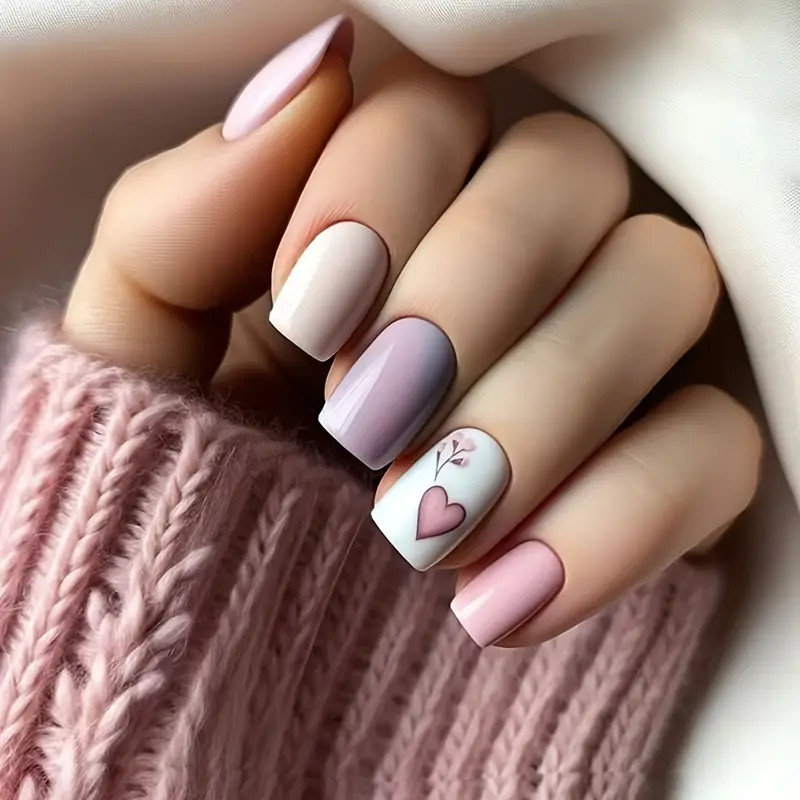 Set Of 24 Short Square Fake Nails Gradient European And American