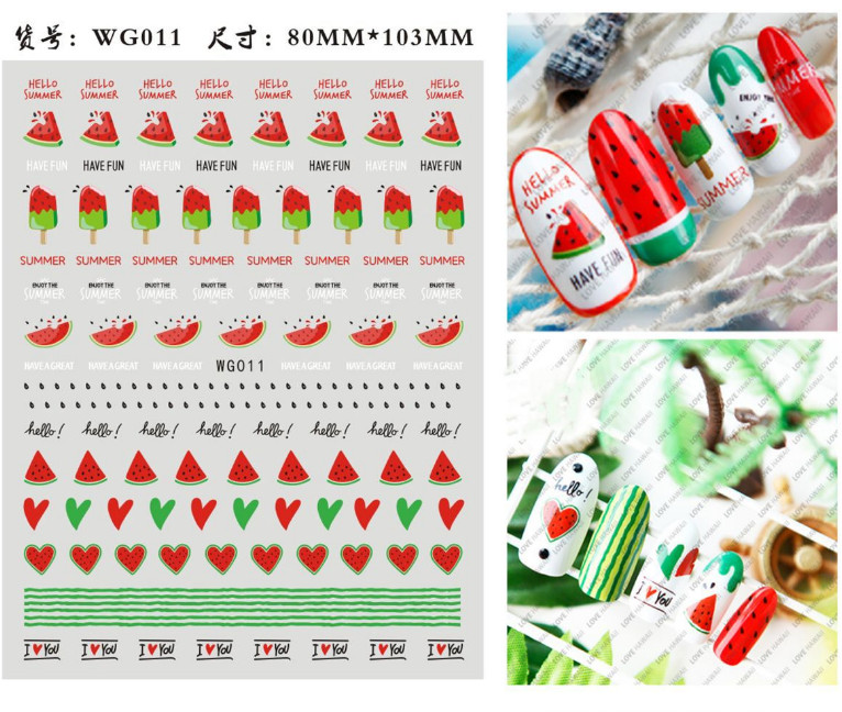 Waterproof Colorful Florals Fruit Mermaid Flower 3D Nail Art Sticker Decal NH4