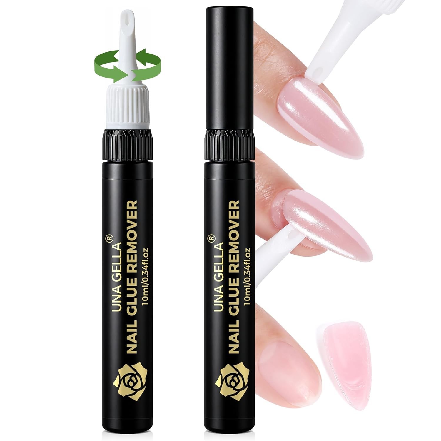 Gentle Nail Glue Remover 2 Bottles Acetone Free Press On Fake Nail Adhesive Tool