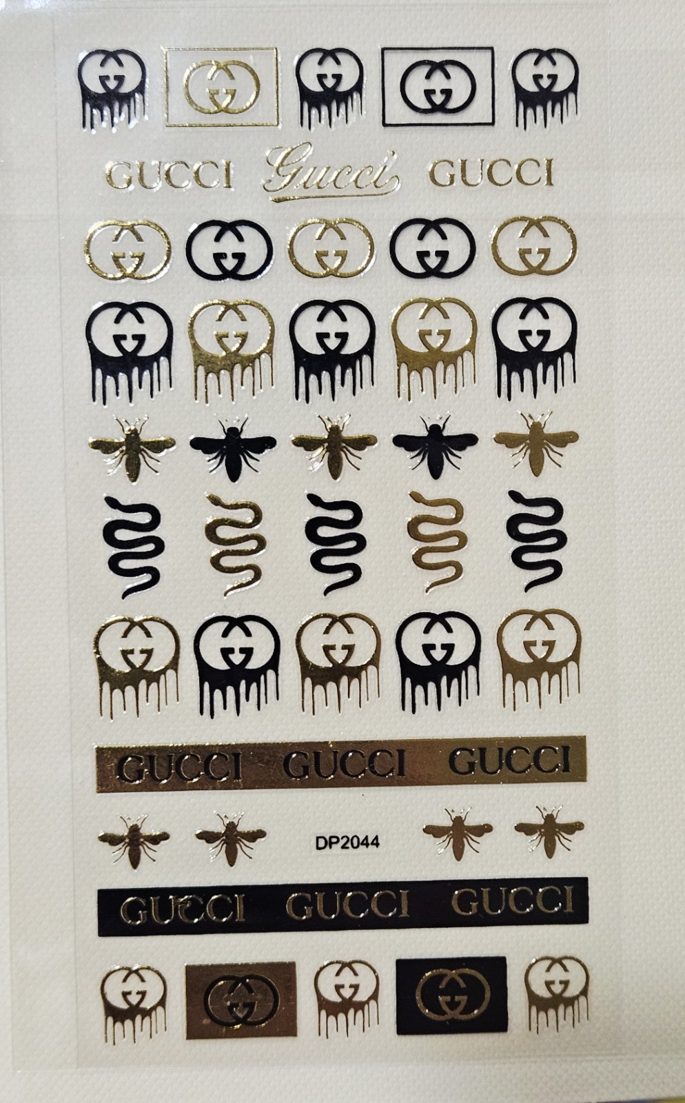 NWT NAIL ART DESIGN SELF-SEAL STICKERS SOLID BLACK & METALLIC GOLD BEES!