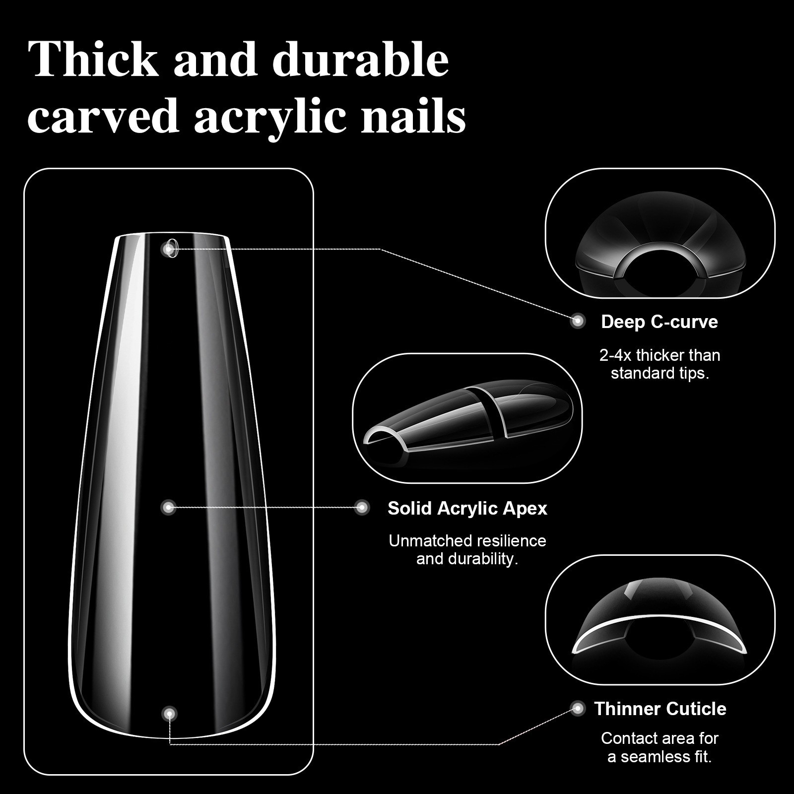 320/160pcs Clear Nails Extensions Soft Gel Nail Art Tips X Short~Long Sizes