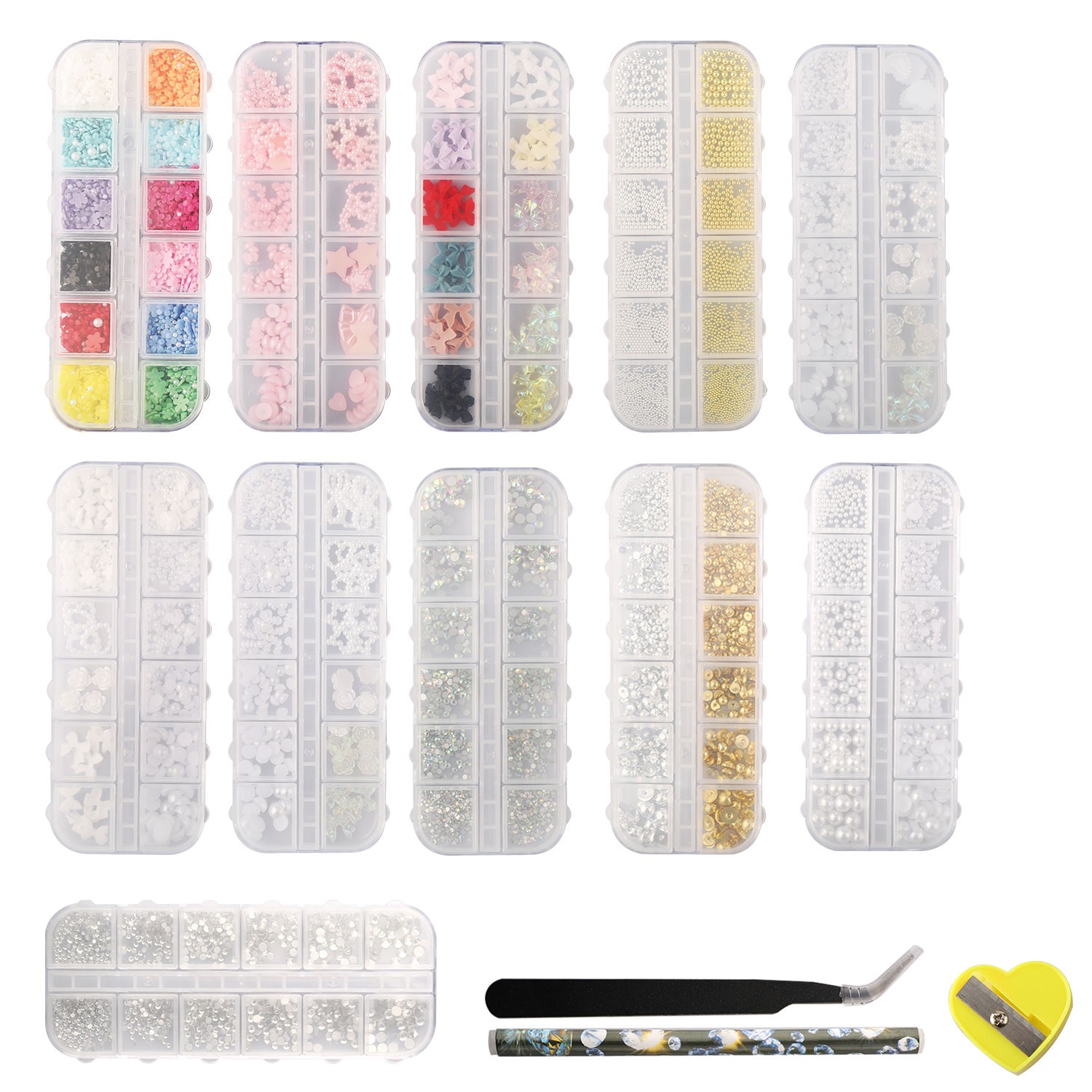 3D Floral Nail Charms with Pearl Decor Mixed Color Nail Art Supplie DIY Manicure