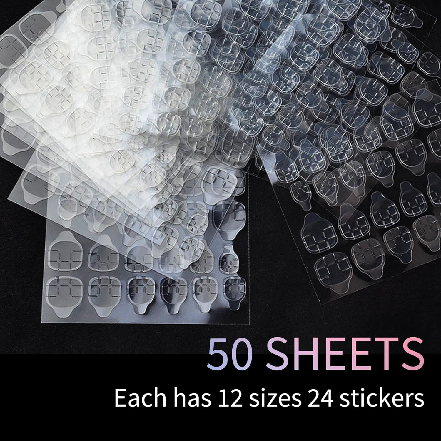 1200 PCS (50 Sheets) Nail Adhesive Tabs Nails Sticky Tabs Waterproof Breathable