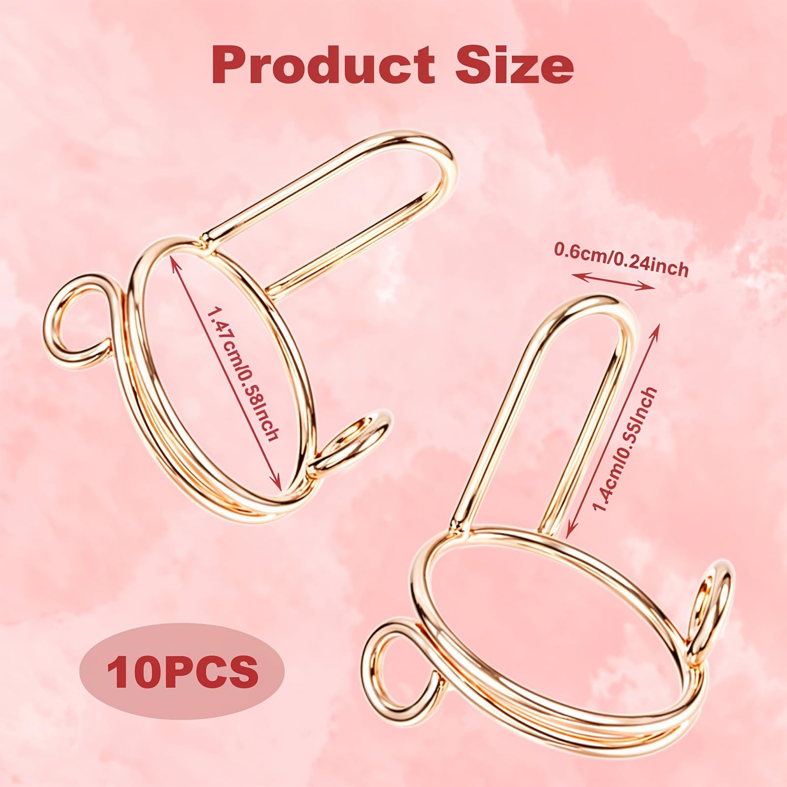 10Pcs Wudu Nail Rings with Nails Attached, Rose Gold Adjustable Metal Nail Ri…