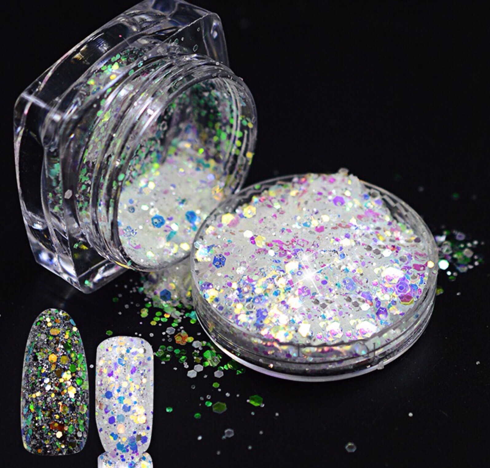 Pixel unicorn aurora effect powder NAIL ART GLITTER AB Mermaid Diamond mix DT-H