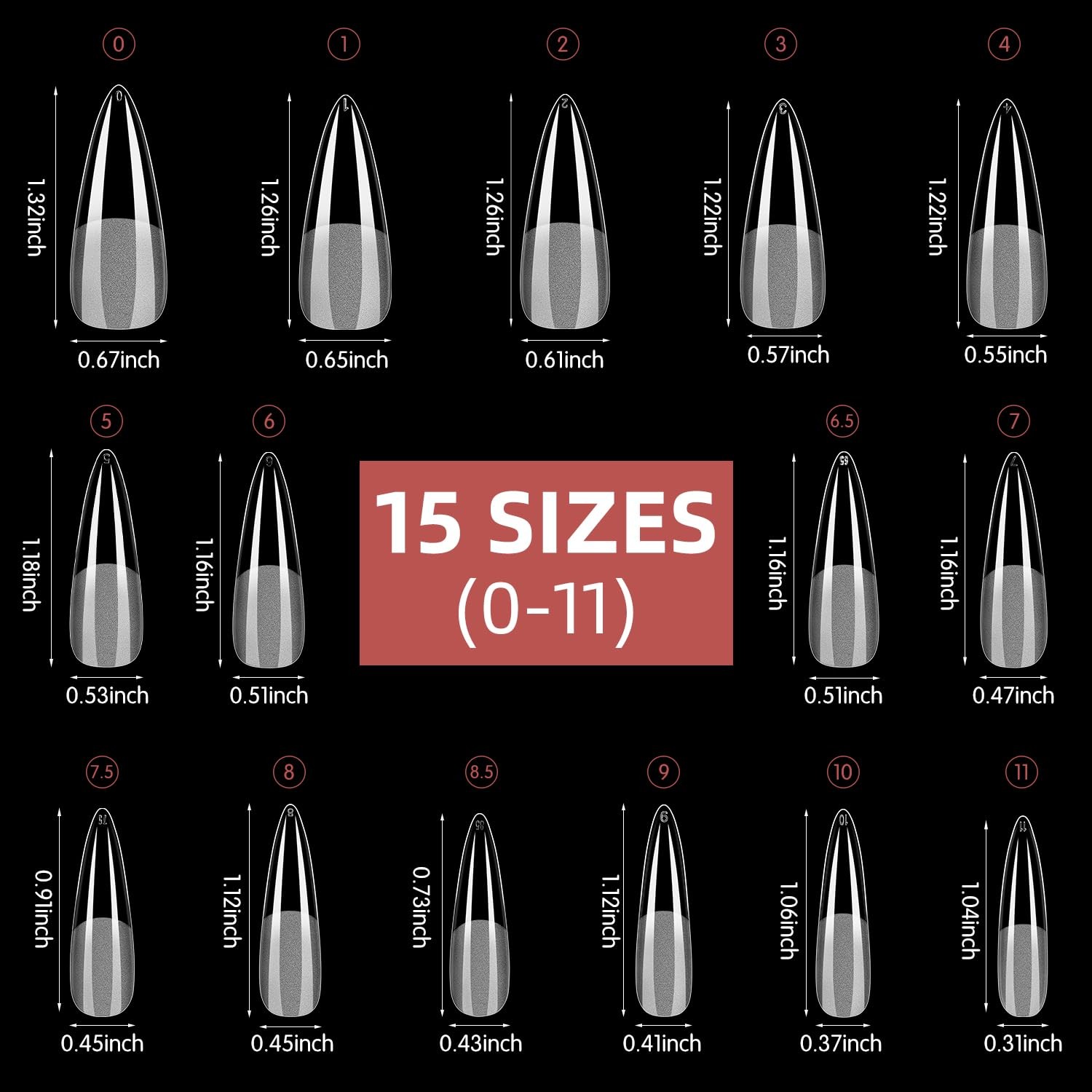 BEAUTPAL Long Stiletto Tips 510pcs Almond Press on Nails Pre-shape Almond Nai…