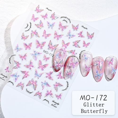 Butterfly Nail Art Stickers Decals 5D Engraved Butterflies Nail Self-Adhesive
