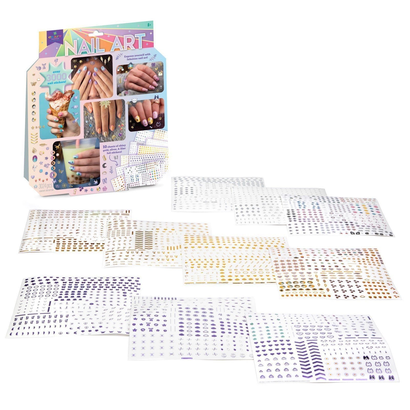 Craft-tastic — Nail Art — Over 3,000 Nail Stickers — Dinosaurs, Flowers,…