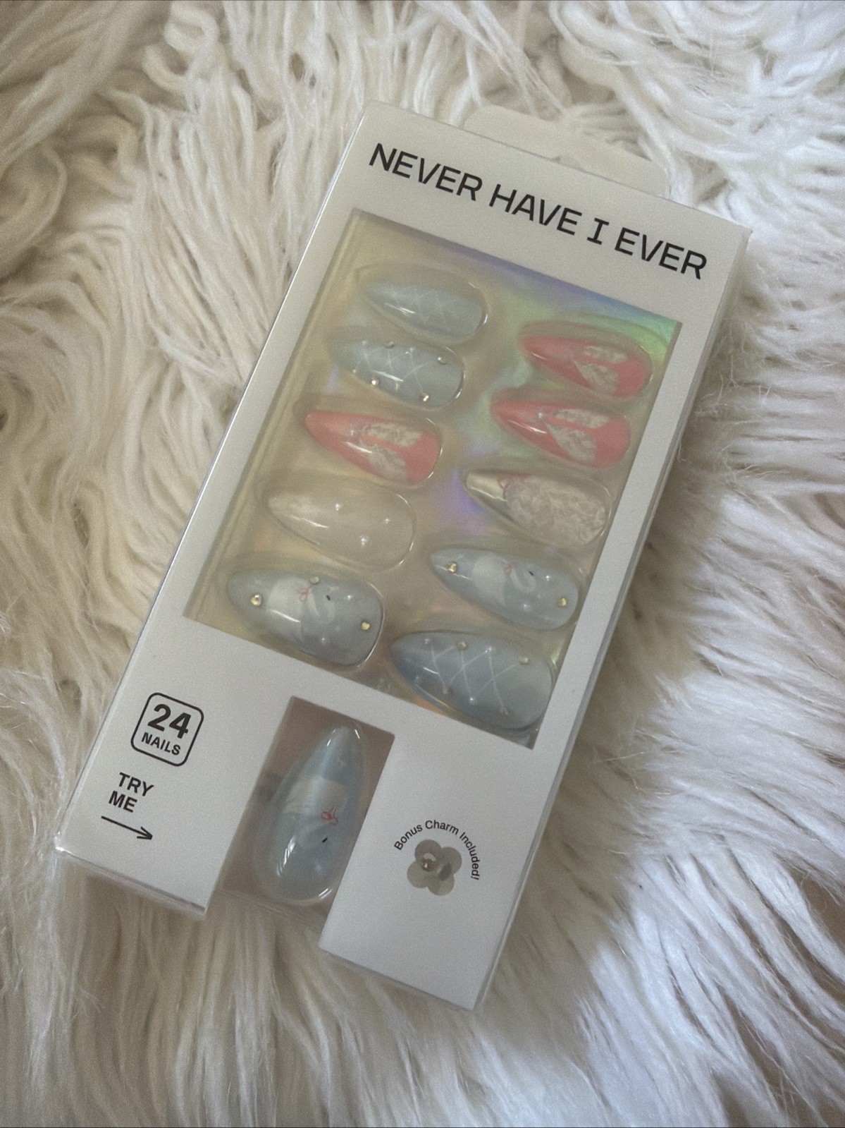 Urban Outfitters Never Have I Ever Press On Nails Swan Lake Blue Pink