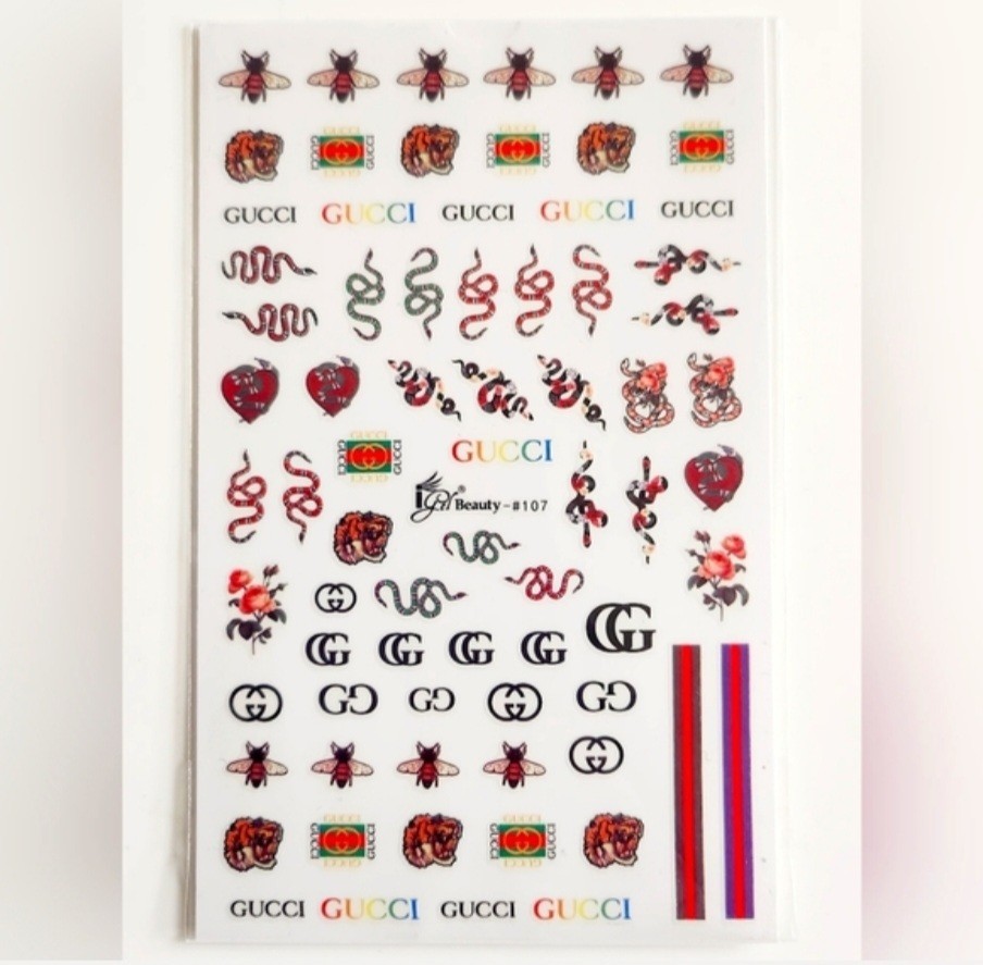 NWT NAIL ART DESIGN SELF-SEAL STICKERS SOLID TAN, RED SNAKES N°107!