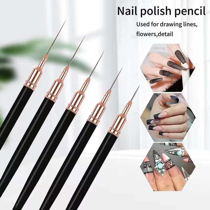 5pcs Nail Painting Pens Drawing Nail Art Liner Pens Brushes Set Tool Thin Long