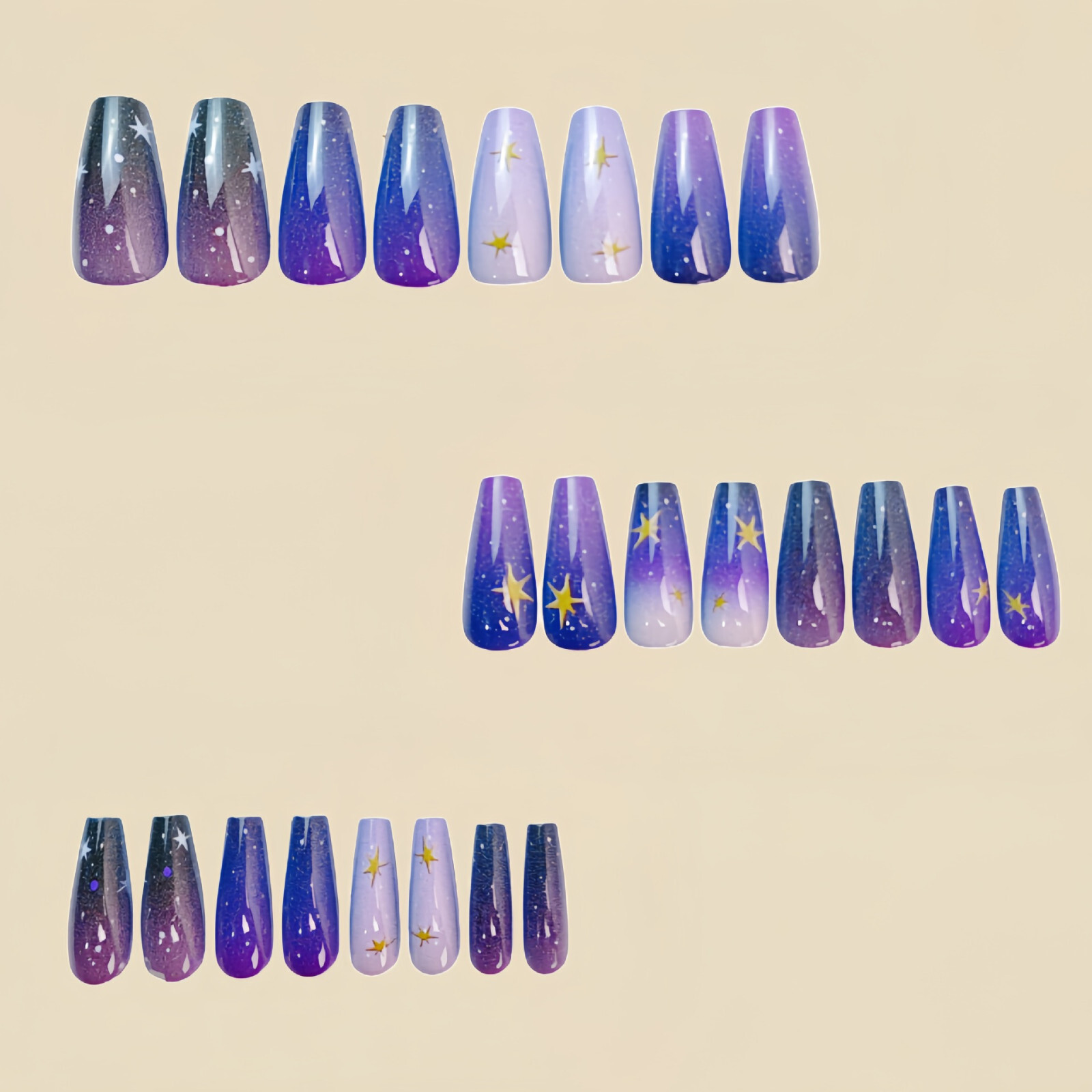4 set （24Pcs/set ）Purple color False Nail Art Full Cover Artificial Fake Nails