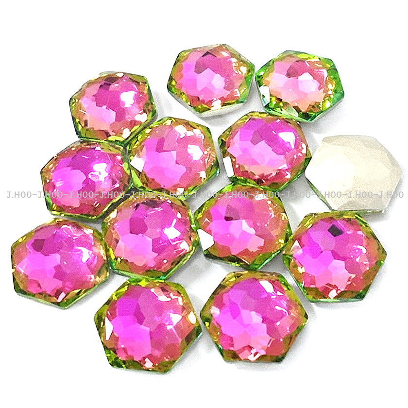 J.HOO Crystal 8683 Hexagon V-Cut Fancy Rhinestones 11.2x10mm Nail Art (4pcs)