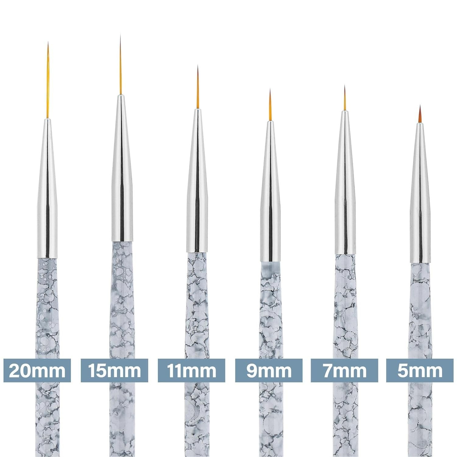 6 Pcs Nail Art Liner Brushes, UV Gel Painting Acrylic Nail Brushes Striping B…