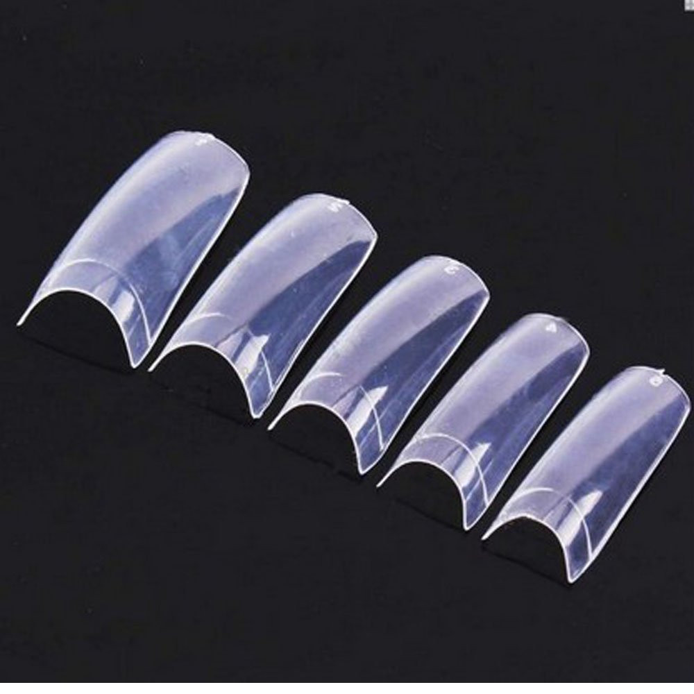 Clear French Coffin Nails Tips 500 PCS 10 Sizes Half Cover Clear Nail Tips Frenc
