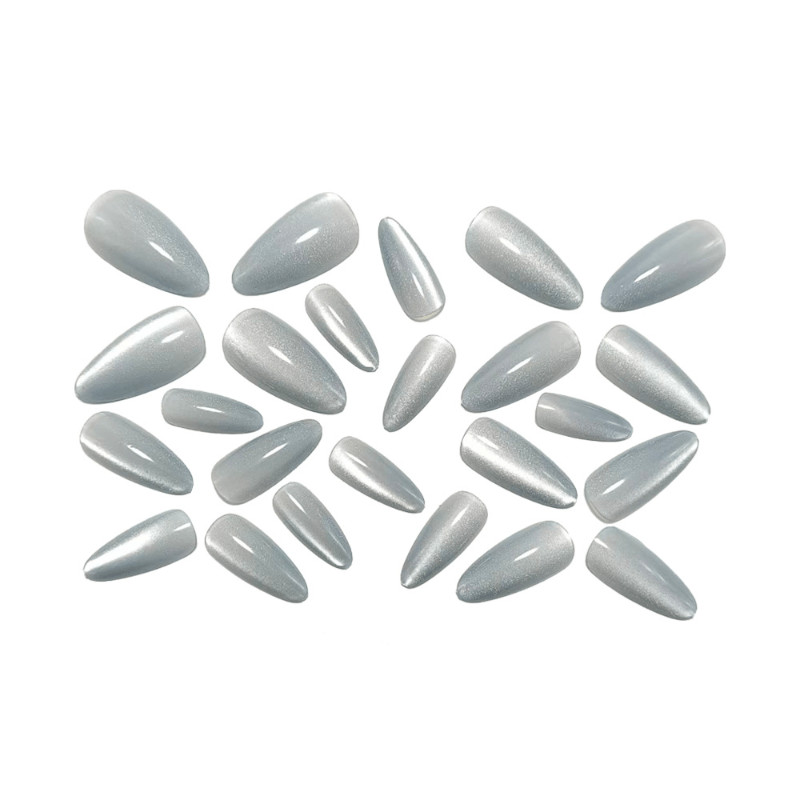 48pcs Almond Press on Nails, Matte Solid Gray False Nails for Casual Daily Wear