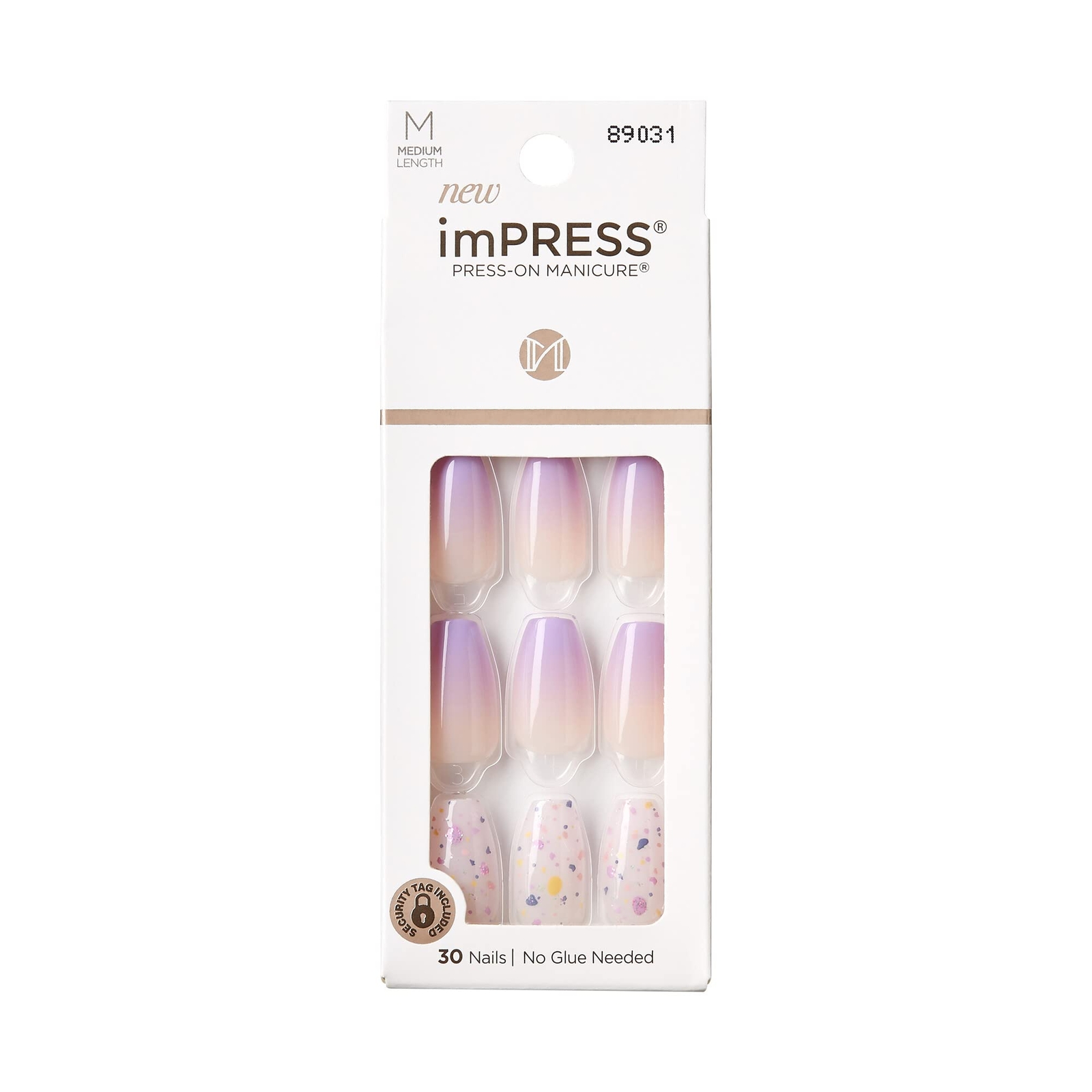 KISS imPRESS No Glue Mani Press On Nails, All I Want’, Purple, Medium, Coffin