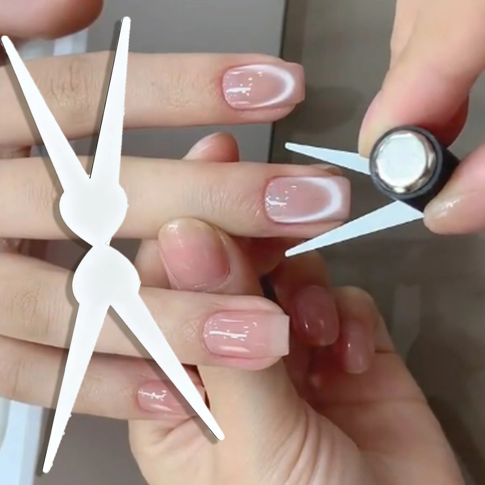 Double-Head Cat Eye Nail Art Magnet Set – V-Shaped Gel Polish DIY Tool