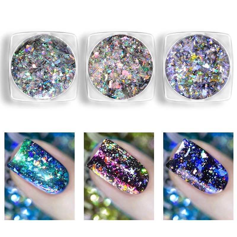 Aurora Chameleon Nail Flakes Holographic Shining Nails Powder Dazzling Sequins