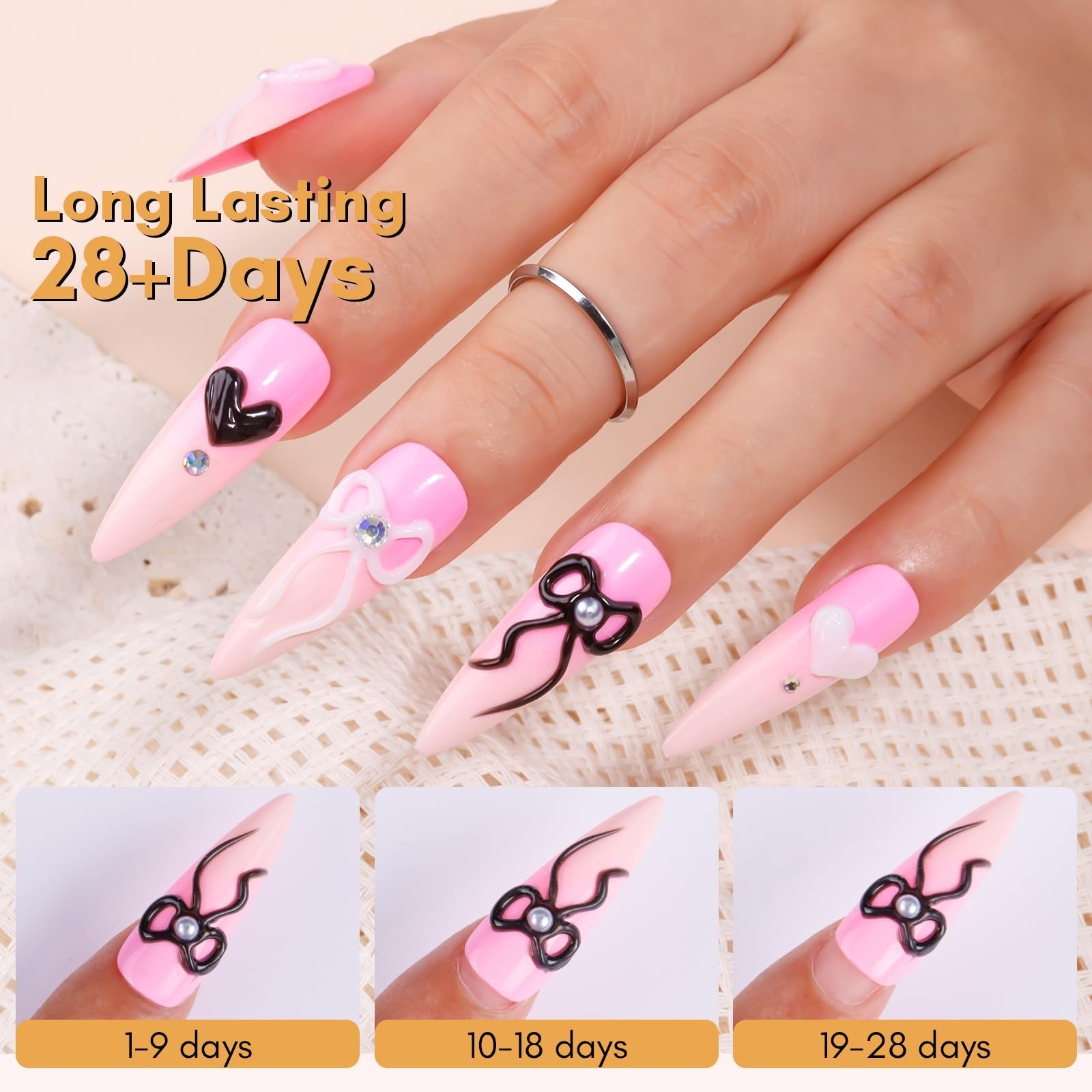 3D Gel Nail Art Set – White & Black Sculpting Molding Gel, No Wipe Embossed Poli
