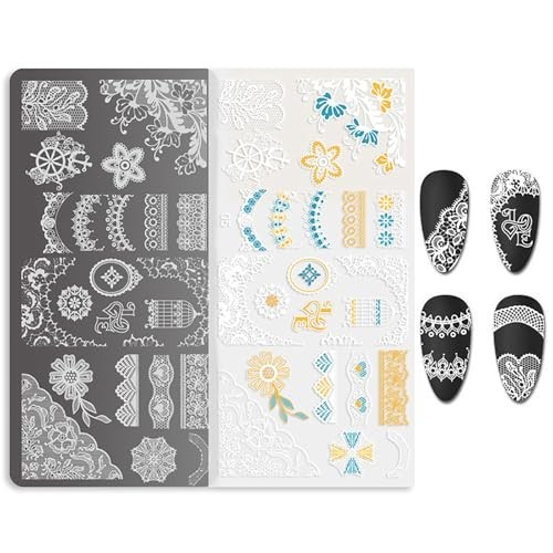 Lace Nail Stamping Plate Set with Stamper and Scraper, 5 Piece