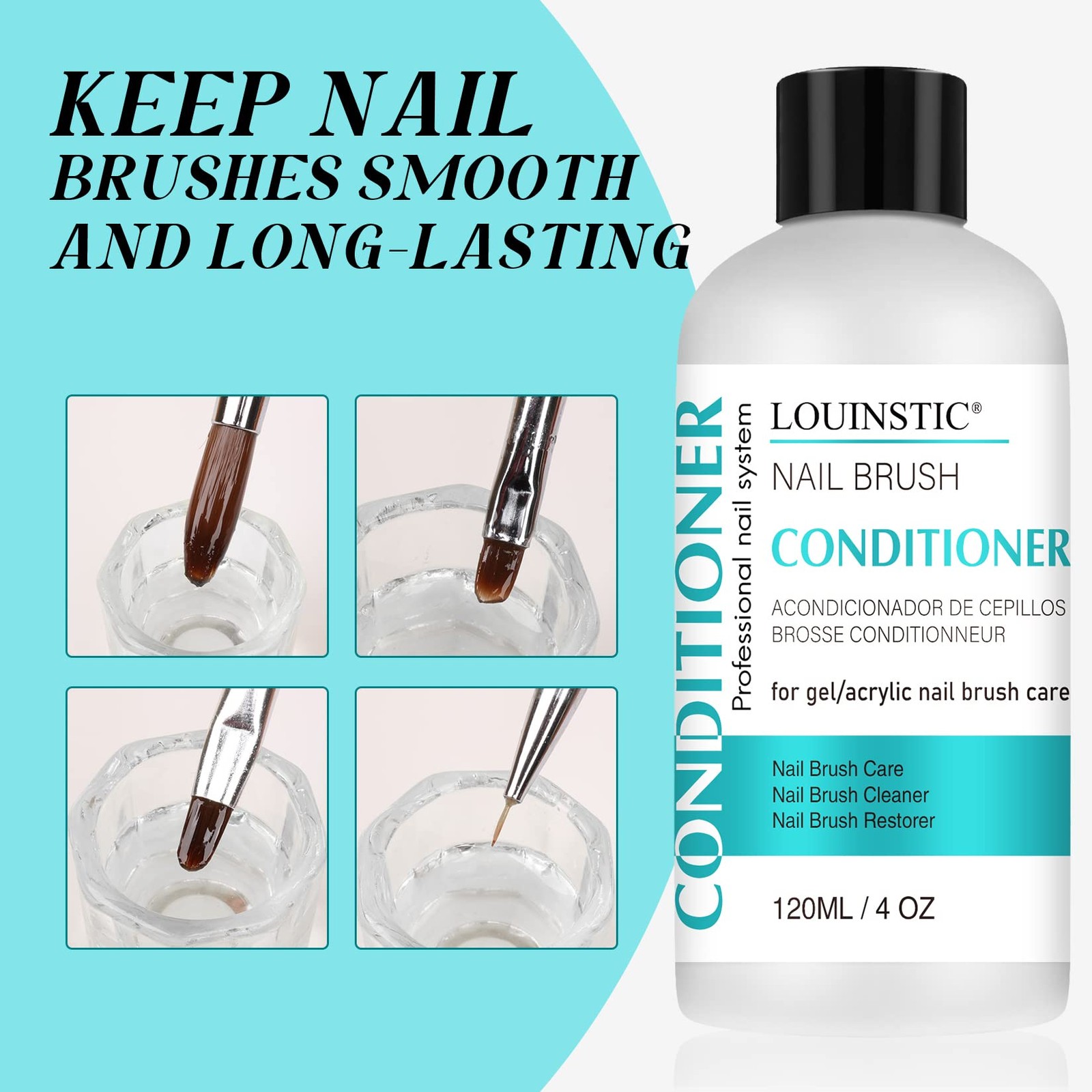LOUINSTIC 120.00 ml (Pack of 1), Nail Brush Cleaner and Conditioner 4 oz